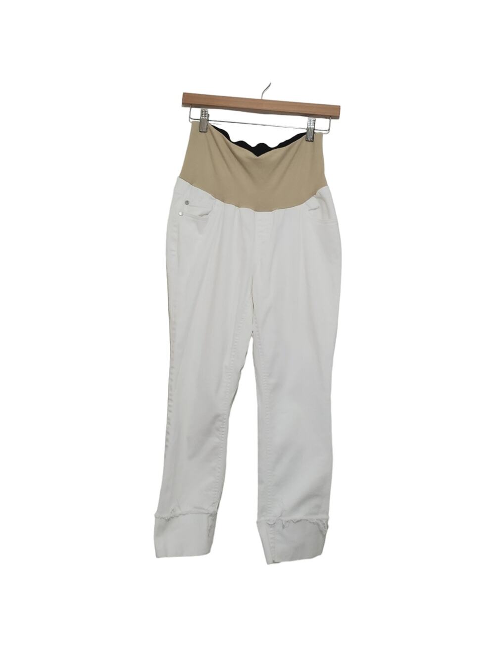 Motherhood | Bounceback Collection White Raw Hem Cuffed Crop Maternity Jeans